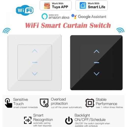 WiFi Smart Curtain Switch Touch Roller Curtain Modules Tuya APP Remote Contorl Compatible with Alexa Google Home Voice Control