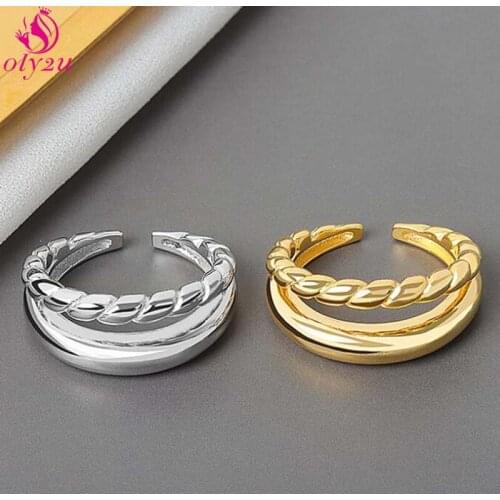 Gothic Couple Ring Female Retro Gold Wave Pattern Smooth Twine Twisted Wedding Infinity Ring Mens Engagement Jewelry 2020 Trend