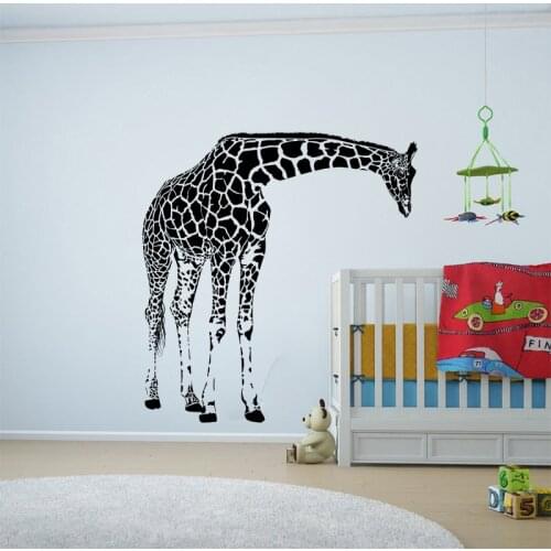 Nesury Decor Giraffe Animal Wall Sticker Baby Nursery Kids Room Giraffe Jungle Animal Wall Decal Bedroom Vinyl Decor G9100
