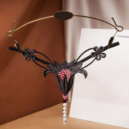 Embroidery Lace Sexy Panties Erotic Lingerie Womens Thongs Porno Pearls G string Female Briefs Hot Sexy Lingerie Exotic Apparel
