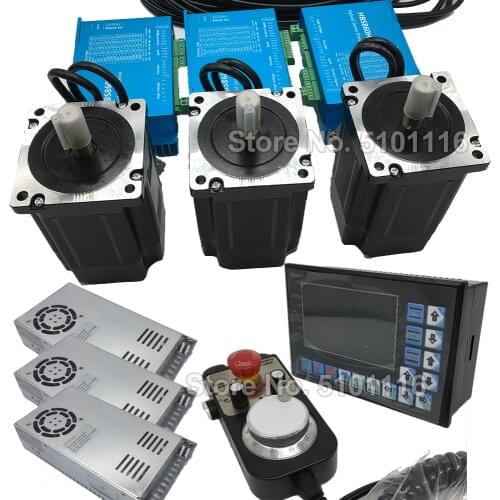 XYZ Axis 4.5Nm Nema34 86MM Hybird Closed Loop Stepper Motor Driver Easy Servo + Transformer +3 Axis Controller G PLC + MPG