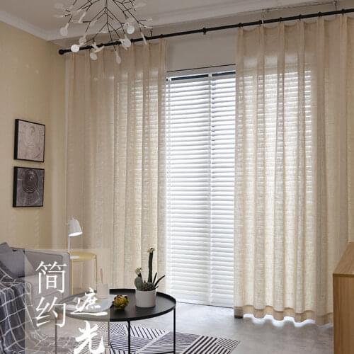 Japanese Semi Blackout Curtains for Living Room Bedroom Solid Polyester Linen Window Curtain Panel Read Made Drapes Simple Blind
