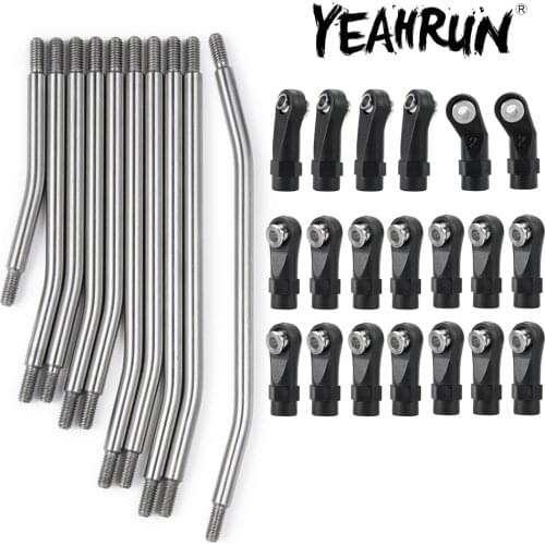 YEAHRUN 1Set Metal Upper & Lower Linkage Set with Plastic Link Rod End for Axial SCX10 II 90046 1/10 RC Crawler Car Upgrade Part