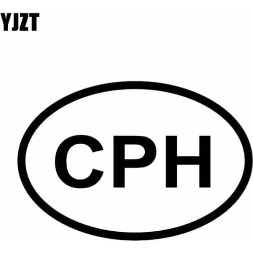 YJZT 13.6CM*9.2CM CPH COPENHAGEN CITY COUNTRY CODE OVAL VINYL DECAL CAR STICKER Black Silver C10-01371