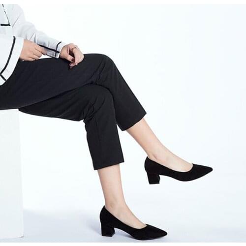 Size 33-41Female Sandals Pointed Thick Heel Lady Sexy High Heels Black with Thick with Wild Single Women Shoes Black Leopard