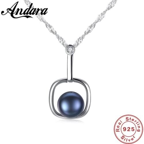 Fashion Jewelry Necklace Real 925 Sterling Silver Blue White Pearl Pendant Necklaces For Women Party Fine Jewelry