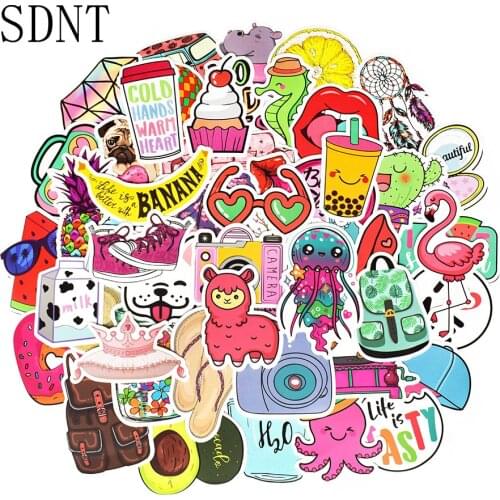100PCS Cartoon Vsco Stickers Pink Cute Anime Graffiti Cartoon Stickers for Girl DIY Cosmetic Case Laptop Guitar Suitcase Car Cup