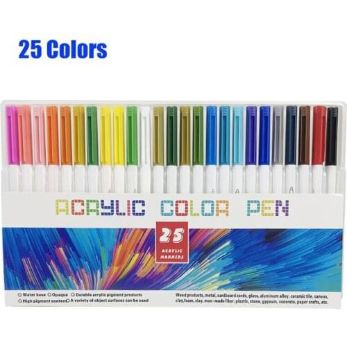 21/25 Colors Acrylic Paint Marker Pens For Ceramic Rock Glass Porcelain Mug Wood Fabric Canvas, Metal Permanent Pen Art Painting