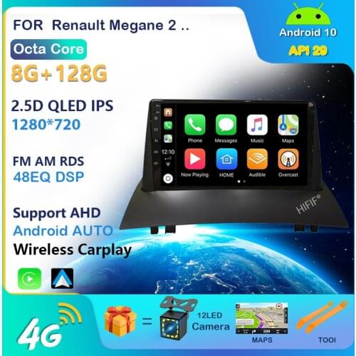 9" IPS 2 Din Android 10.0 Car Radio GPS Navigation Multimedia Audio Player For Renault Megane 2 2002-2009 Octa-Core Wifi NO DVD
