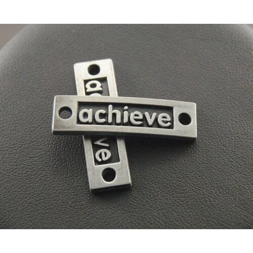 15pcs 6x27mm Black Letter "Achieve" Word Connector Link Charms Fit Jewelry Making A80
