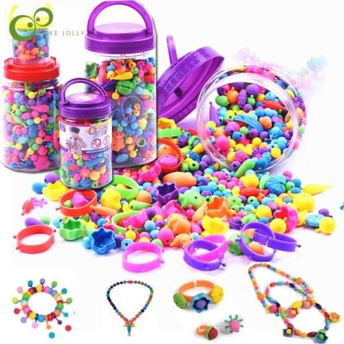 Children Creative DIY Beads Toy Girls DIY Handmade Beading With Plastic bucket Art Craft Educational toys for gifts Presents LYQ
