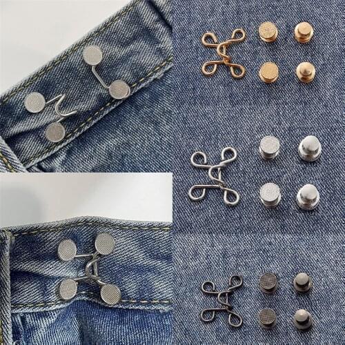 DIY Invisible Adjust Button Metal Jeans Waist Removable Buckle No Nails Waist Button Detachable Button Waist Adjustment Button
