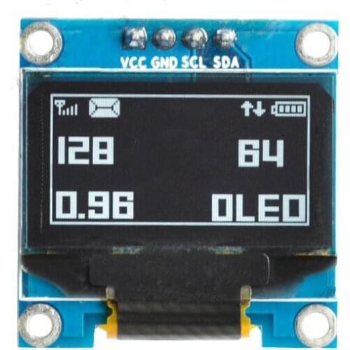 0.96 inch 4PIN White OLED Screen Module SSD1306 Drive IC 128*64 IIC Interface 3.3V