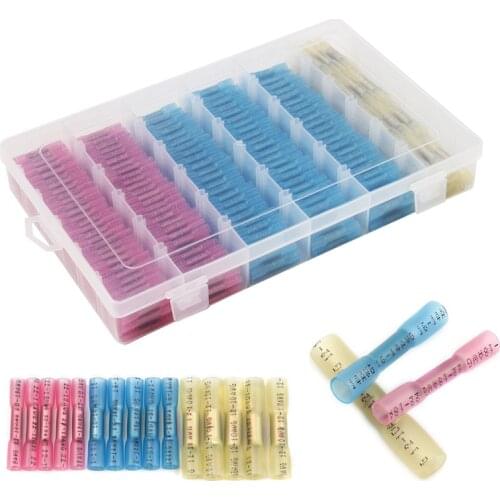 500Pcs Insulated Electrical Wire Connectors Waterproof Heat Shrink Butt Connectors Cable Splice Crimp Terminals For AWG 22-10