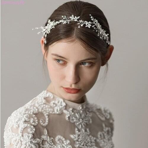 Jonnafe Silver Color Bridal Long Hair Comb Vine Rhinestone Leaf Wedding Headpiece Hair Ornament Women Accessories