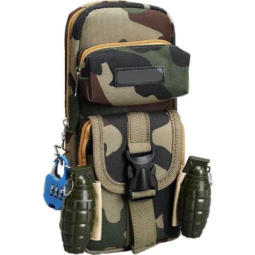 Camo Long Slim Pencil Case Big Capacity Pen Holder for Boys Kids Cool Zipper Organizer Large Storage 21*9*6cm EM88