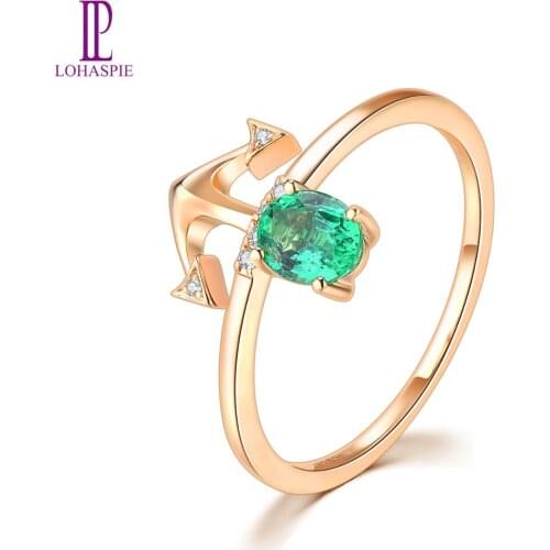 LP Diamond Jewelry 18K Rose Gold Natural Precious Emerald Real Ruby Diamond Engagement Finger Ring for Women Christmas Gif
