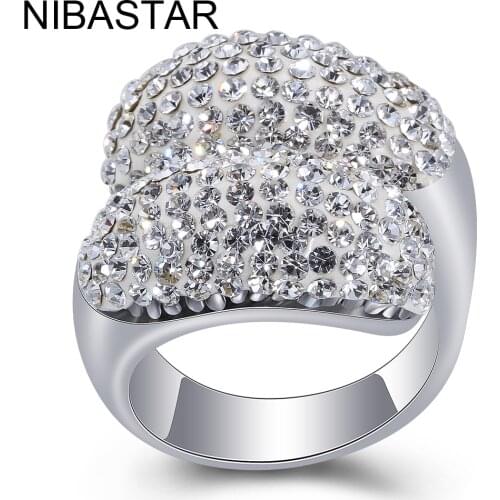 Wholesale 316L Stainless Steel Crystal Rings For Women Fashion Good Austrian Crystals Paved Women Jewelry Ring With Full Sizes