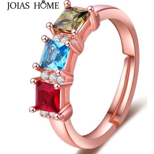 JoiasHome Silver 925 Ring For Charm Women With 4mm Square Gemstones Women Party Wholesale Gift Size 6-10