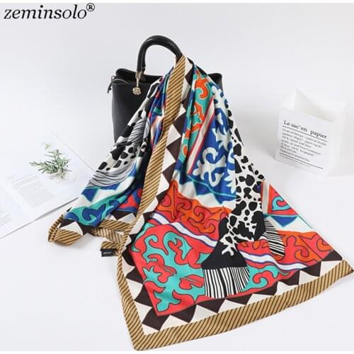 Square 100% Twill Silk Scarf Scarves Women Shawls Stoles 130*130cm Bufanda Bandana Large Size Horse Printed Scarf Kerchief Hijab