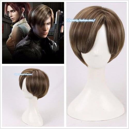 Leon Scott Kennedy Wig Cosplay Short Synthetic Hair + Wig Cap