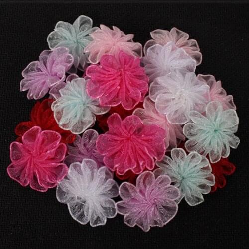 Lucia crafts 24pcs 22mm Organza Bowknot Girls Flower Rosette Bow Headwear Material DIY Garment Sewing Accessories B0905