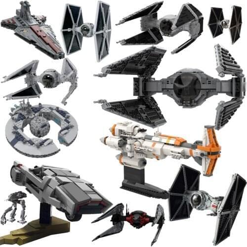 MOC Assault ship Light Cruiser TIE Modified Interceptor Y Wing Starfighter Rebellion Space Wars Building Blocks Toys Kids