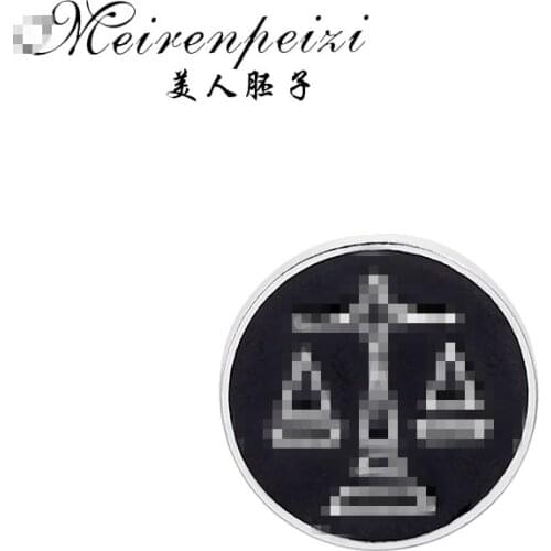 Meirenpeizi Libra Scales Brooches For Men Round Balance Badges Suit Brooch Pins Collar Decorated Shirt Accessories Brand Jewelry