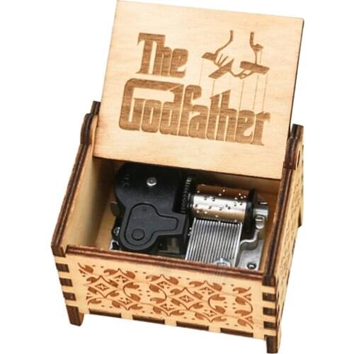The Godfather Music Box 18 Note Windup Clockwork Mechanism Engraved Wood Music Box for Kids,Play Speak Softly Love