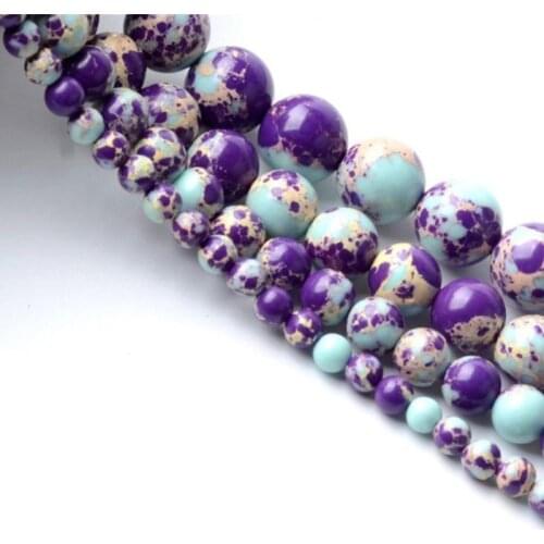 Natural Round Violet Turquoise Loose Bead 4/6/8/10mm for DIY Jewelry Making Bracelet Accessories