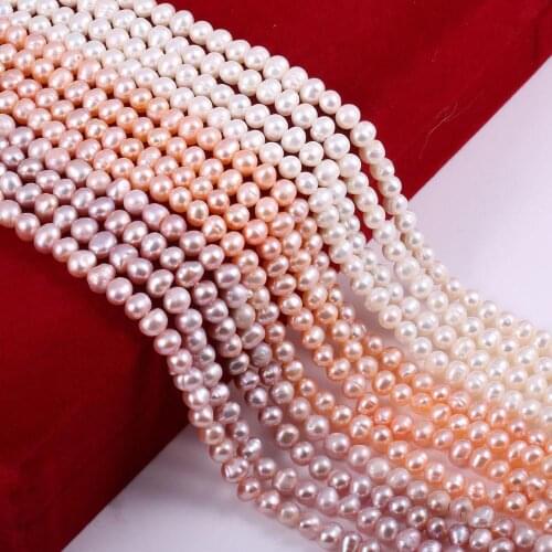 Natural Freshwater Pearl Nearly Round Shape Beads for Women Necklace Bracelet Jewelry Making DIY Accessories 5-6/6-7/7-8mm