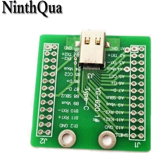 NinthQua 1pcs 40mm x 40mm USB 3.1/USB3.1 Type C Connector Female Jack Socket Test Board With PCB Board
