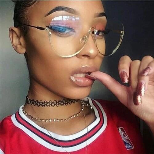 Half Frame Clear Eye Glasses Women Big Spectacles brand Designer Eyeglasses Clear Lens Myopia Glasses Fashion Vintage Glasses