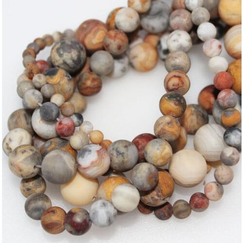 Bulk Wholesale Natural Stone Matte Crazy Agates Beads Round Loose Beads 4 6 8 10 12mm Needlework for Jewelry Making DIY Bracelet