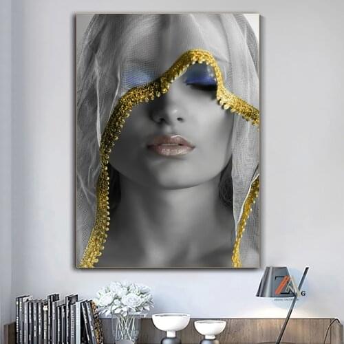 Gold And Silver Female Poster Canvas Print For Modern Nordic Wall Art Decoration Pictures For Scandinavian Living Room Decor