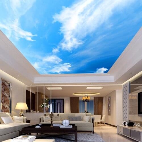 Custom 3D Ceiling Mural Wallpaper Room Landscape Blue Sky And White Clouds Hotel Restaurant Sitting Room Ceiling Wall Papers