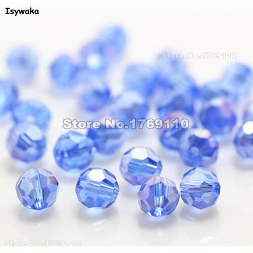Isywaka Sale 100pcs Light Blue AB Color Round 6mm Austria Crystal Beads charm Glass Beads Loose Spacer Bead for Jewelry Making