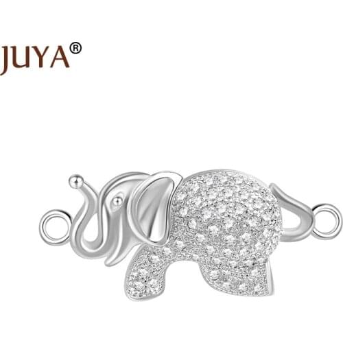 Handmade Micro Pave CZ DIY Copper Jewellery Findings Thailand Cute Small Elephant Charm Pendant Connectors For Jewelry Making