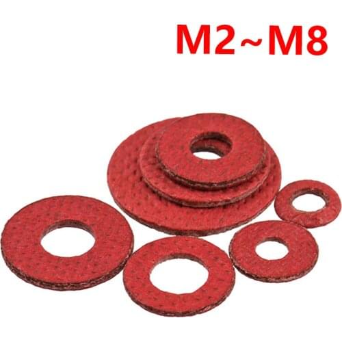 Steel Fiber Gasket,M2,2.5,5, M3,m4,m5,m6,m8 Flat Washer Insulation, Sealing Ring Red Steel Paper Board Spacer Heat resistant