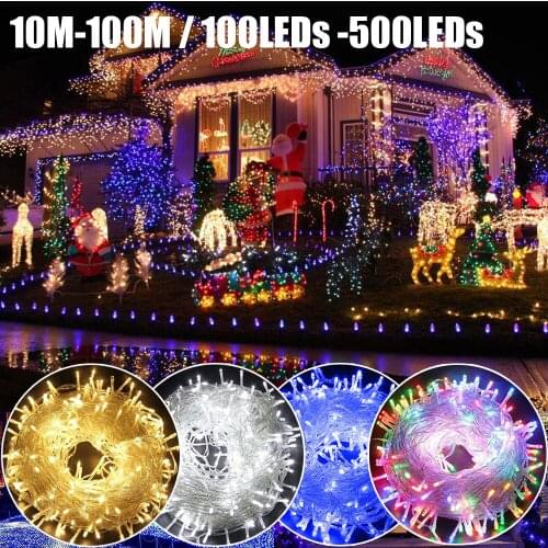 LED 10M - 100M String Light Outdoor Waterproof US Plug Safe DC30V Christmas String Garland Xmas Wedding Party Holiday Q30