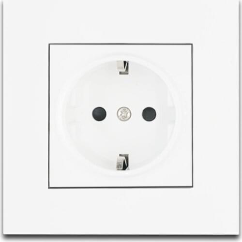 High Quality EU Standard Power Socket, AC110~250V 16A White Flame Retardant PC Panel 86mm*86mm Wall Electrical Plug Power Outlet