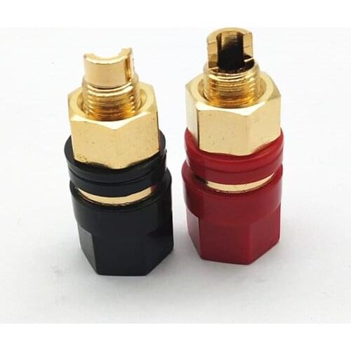 1Pair hight Quality Copper Hexagonal banana socket Terminals Connector Amplifier Terminal 4MM Binding Post Banana Speaker Jack