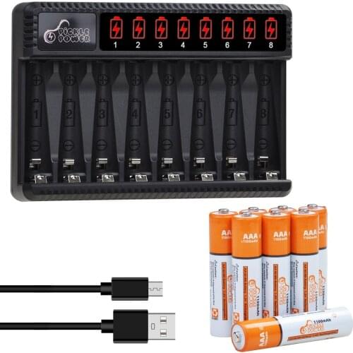 8 Slots Charger + 1100mAh AAA Rechargeable Batteries Replacement Baterie AAA Ni-MH Remote Control Speaker Machine Electric Toy