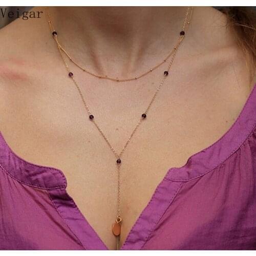 2018 Acrylic Beads Necklace Gold Color Multilayer Hammer Chain Long Necklace Collar Joyeria Collier Femme Colares Mujer Bijoux