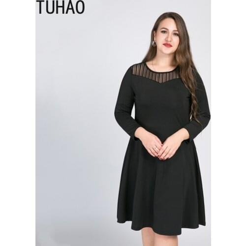 TUHAO OFFICE lady black Dress Women OL work Long Sleeve Buttons Work Formal Dresses large size 8XL 7XL 6XL female dresses WM45