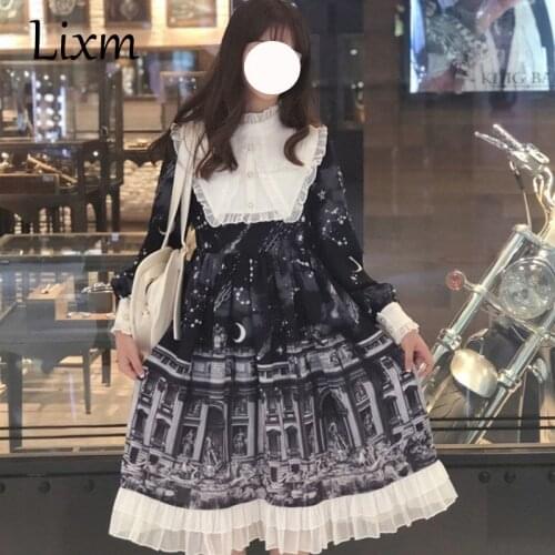 Gothic Dark Lolita Dress OP Women Vintage Retro Vintage Temperament Tea Party Dress Victorian Sweet Princess Fairy Clothes