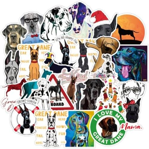 10/30/50PCS Cute Great Dane Dog Pet American Drama Graffiti Luggage Laptop Guitar Waterproof Sticker Wholesale