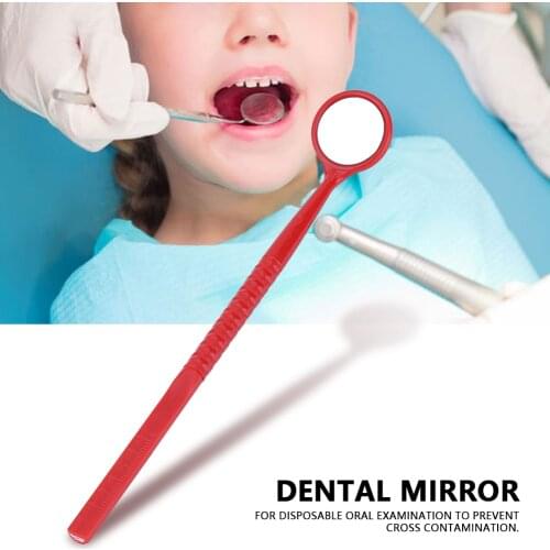 10pcs Oral Examination Glass Fiber Handle Dental Mouth Mirrors with Measurement