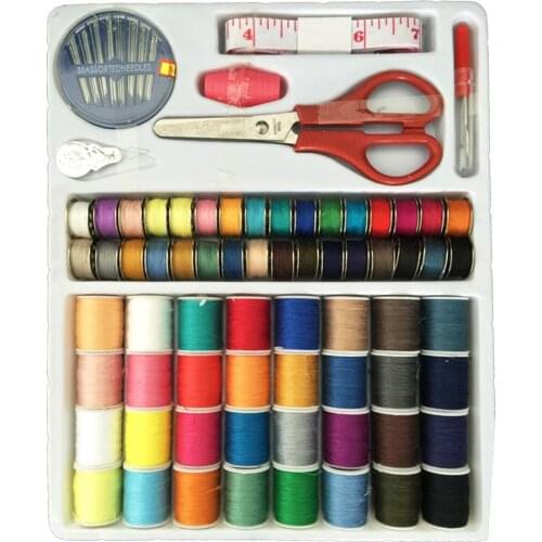 100Pcs/Set Portable Sewing Kits Spools Thread Yarn Needle Scissors DIY Hand Craft Stitching Embroidery Thread Sewing Tools