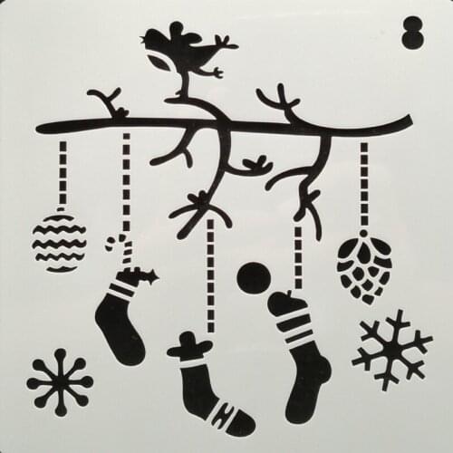 13*13 Christmas scocks Layering Stencils for Diy scrapbook/photo album Decorative Embossing coloring,painting stencil,home decor